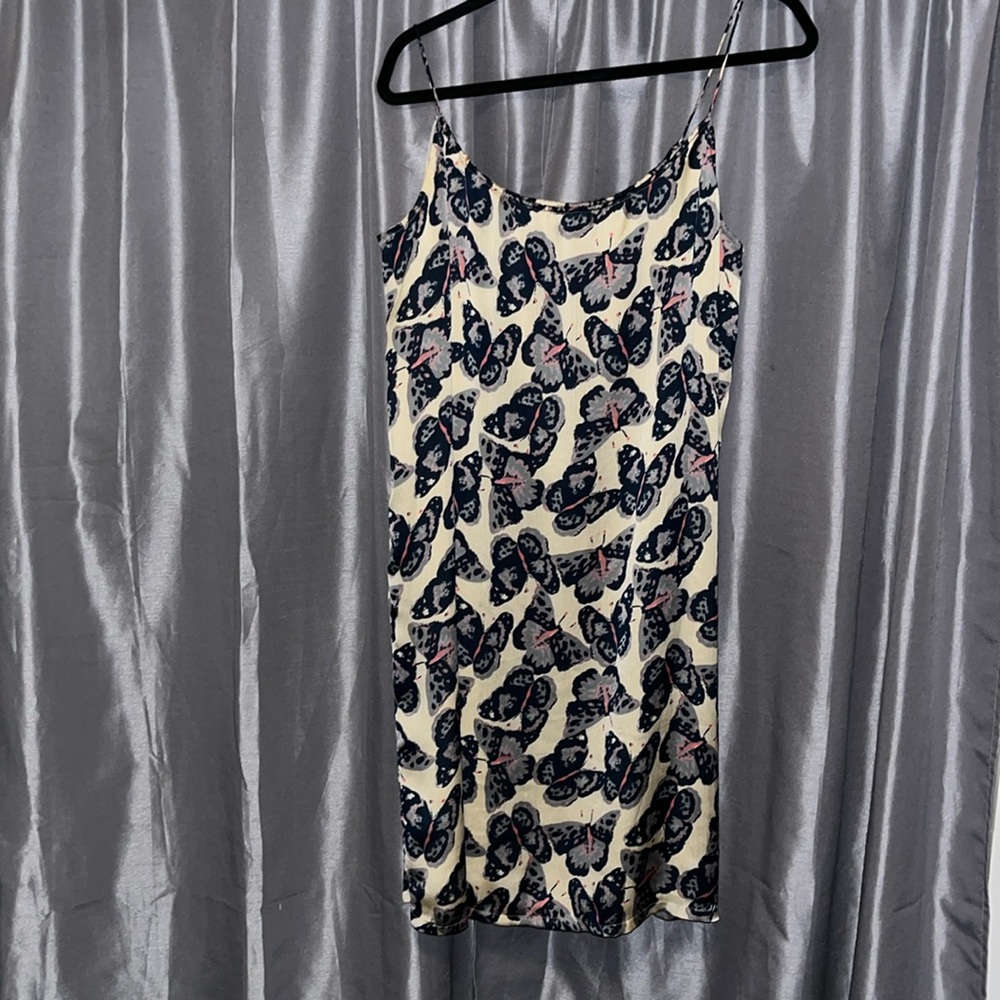 Tucker Silky Butterfly Print Chemise Dress